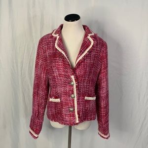 Say What Red and Pink Woven Tweed Style Blazer Jacket